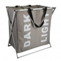 Panier à linge 2 compartiments DARK LIGHT (2x40L) Taupe MSV MSV