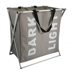 MSV Wäschekorb mit 2 Fächern DARK LIGHT (2x40L) Taupe