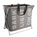 Panier à linge 3 compartiments DARK LIGHT COLOR (3x30L) Taupe MSV MSV