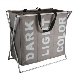 MSV 3-compartment laundry basket DARK LIGHT COLOR (3x30L) Taupe