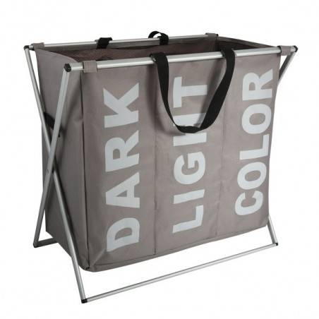 MSV 3-compartment laundry basket DARK LIGHT COLOR (3x30L) Taupe MSV