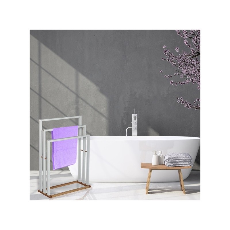 Porte Serviettes Bambou & MDF Blanc MSV MSV
