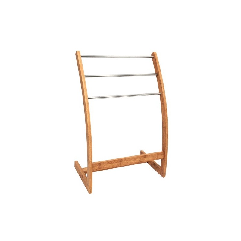 MSV Porte Serviettes Bambou 3 Barres Acier Inox & Bambou MSV