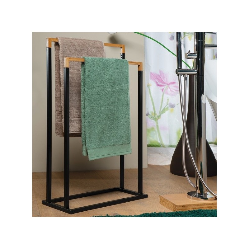 Porte serviettes CHIC Acier & Bambou Noir Spirella Spirella