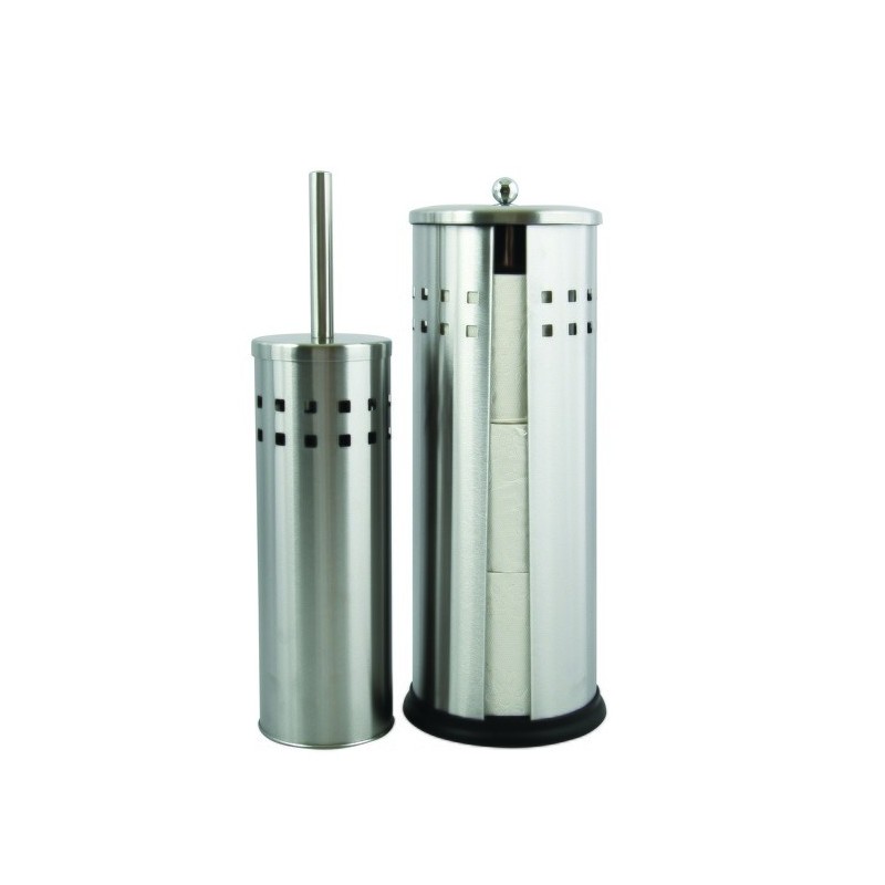 MSV Toilet brush with holder & Reserve for toilet paper in Steel MSV