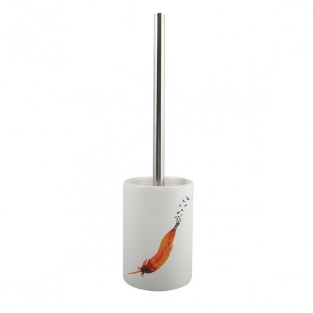MSV Toilet brush with holder Ceramic INDIA White & Orange MSV