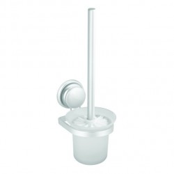 MSV Scopino per WC con ventosa per montaggio a parete in alluminio bianco MSV
