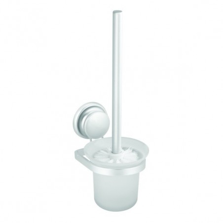 MSV Toilet Brush with Suction Cup Wall Mount Aluminum White MSV