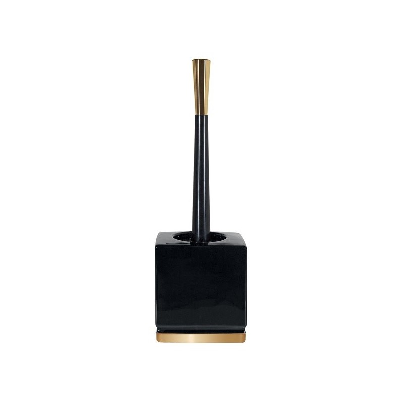 Scopino Spirala con Supporto Ceramica ROMA Nero e Oro Spirella