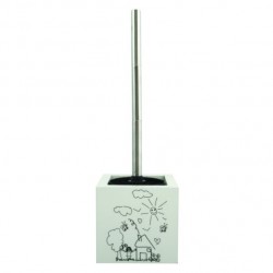 MSV Scopino per WC con supporto in MDF e acciaio inossidabile Garden White MSV