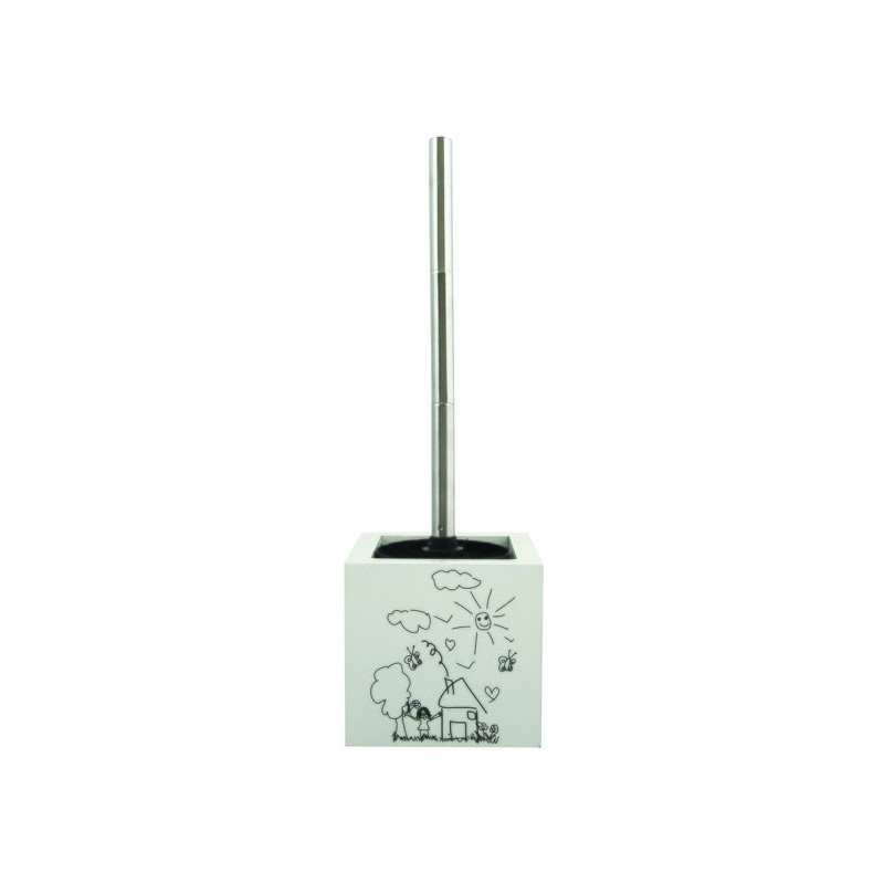MSV WC-Bürste mit Halter aus MDF & Edelstahl Garden White MSV