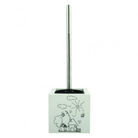 Brosse Wc avec support MDF & Inox Jardin Blanc MSV MSV