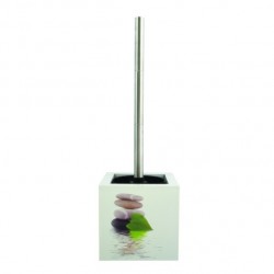 MSV Scopino per WC con supporto in MDF e acciaio inossidabile LINGGA Decor White MSV