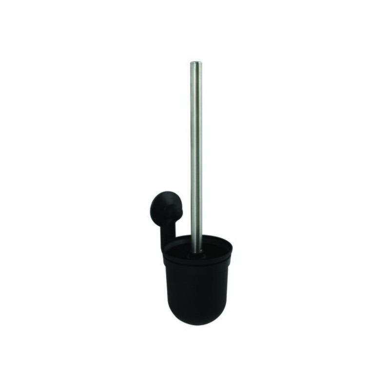 MSV Scopino per WC con staffa a parete per il fissaggio di ventose Super in PP ABS e PVC Nero Opaco MSV