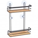 Etagère de douche 2 niveaux à ventouses HIKO Bambou & Acier Noir MSV MSV