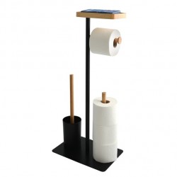 MSV WC Combinato con supporto per smartphone TEIKI Bamboo & Black Steel MSV