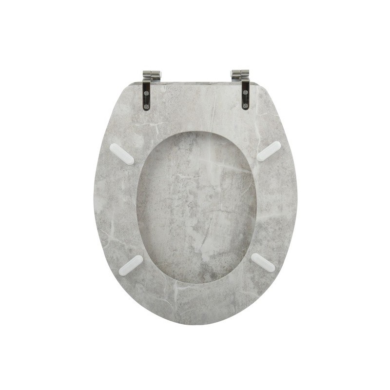 MSV Asiento de inodoro MDF STONEHENGE Gris - Bisagras de acero inoxidable MSV