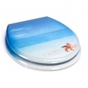 MSV Asiento de inodoro MDF PARADISE Azul - Bisagras de acero inoxidable MSV