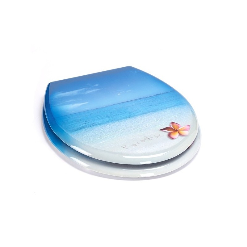 Abattant Wc MDF PARADISE Bleu - Charnières Inox MSV MSV