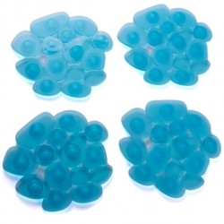 MSV Lot de 4 Tapis antiderapants de douche ou baignoire PVC GALETS 12x13cm Bleu Transparent