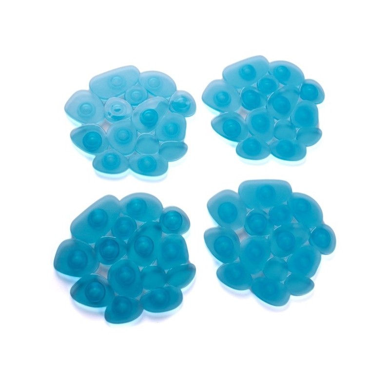 MSV Lot de 4 Tapis antiderapants de douche ou baignoire PVC GALETS 12x13cm Bleu Transparent MSV