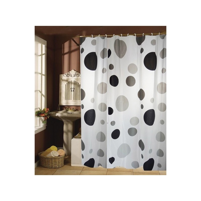 Rideau de douche Plastique PVA 180x200cm Noir & Blanc - Anneaux inclus MSV MSV