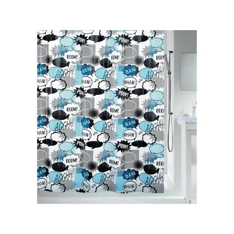 Spirella Tenda doccia PEVA WOW 180x200 cm blu e nera Spirella
