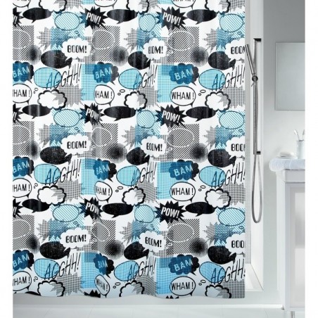 Spirella Shower curtain PEVA WOW 180x200cm Blue & Black Spirella