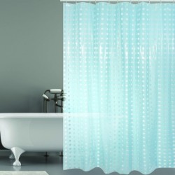 MSV Shower curtain PVC 180x200cm Light Blue - Rings included