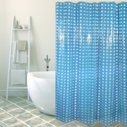 MSV Shower curtain PVC 180x200cm Navy Blue - Rings included