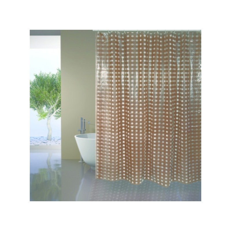 MSV Shower curtain PVC 180x200cm Brown - Rings included MSV