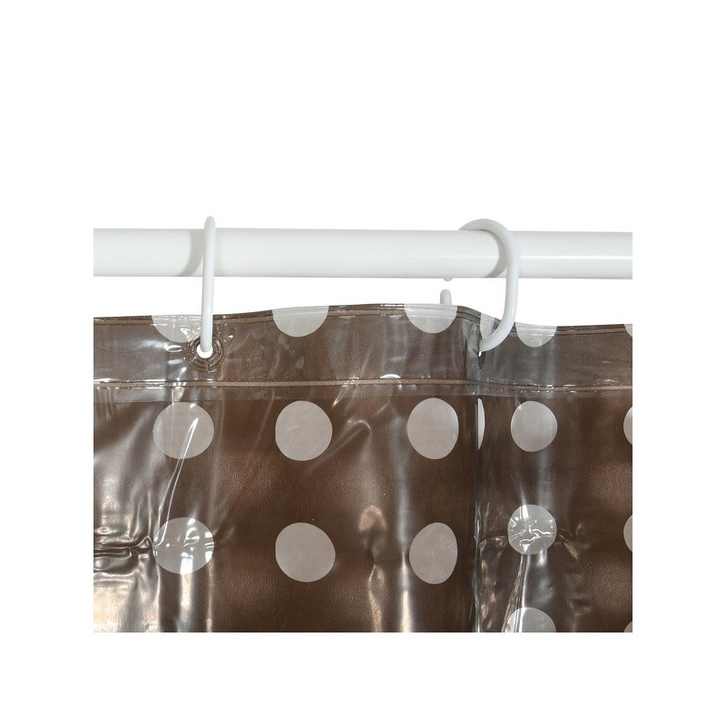 Rideau de douche PVC 180x200cm Marron - Anneaux inclus MSV MSV