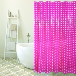 MSV Shower curtain PVC 180x200cm Pink - Rings included