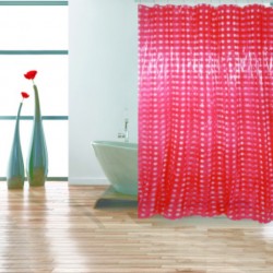 MSV Rideau de douche PVC 180x200cm Rouge - Anneaux inclus