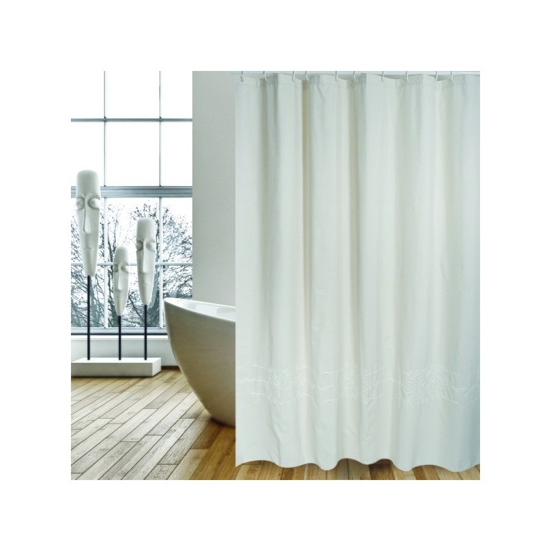 MSV Tenda doccia CORDELE in Cotone e Poliestere 180x200cm QUALITÀ PREMIUM Beige - Anelli inclusi MSV