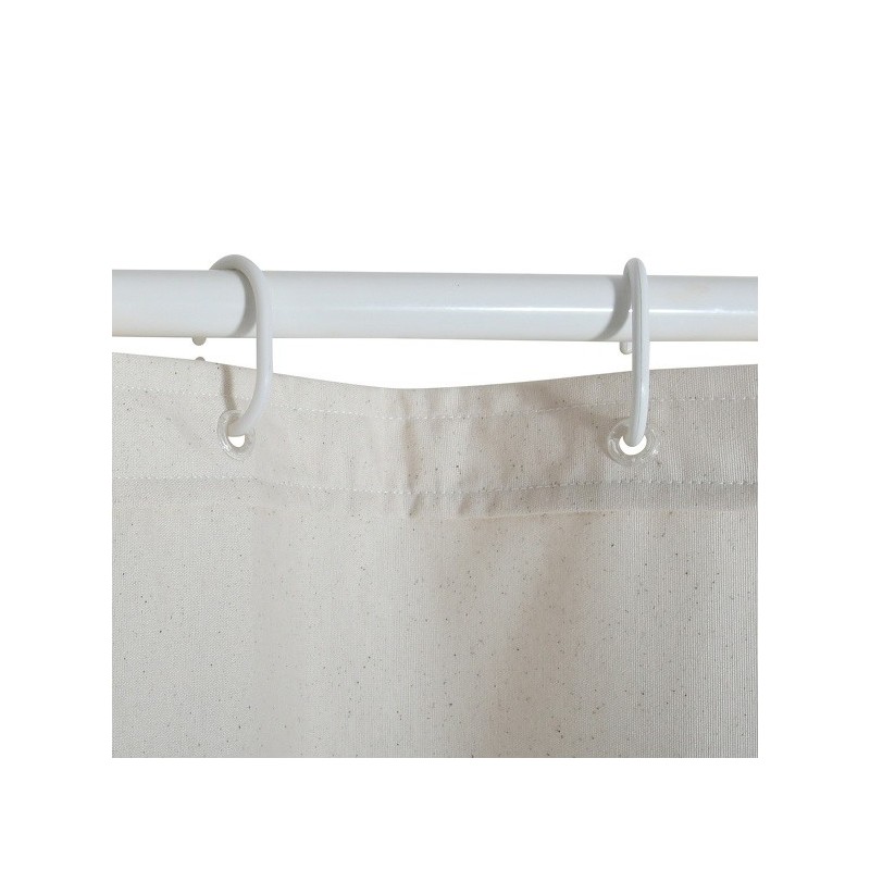 MSV Shower curtain CORDELE Cotton & Polyester 180x200cm PREMIUM QUALITY Beige - Rings included MSV