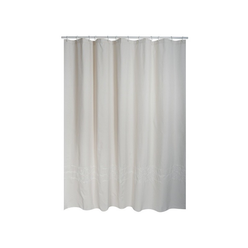 MSV Tenda doccia CORDELE in Cotone e Poliestere 180x200cm QUALITÀ PREMIUM Beige - Anelli inclusi MSV