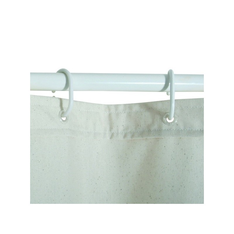 MSV Cortina de ducha Poliéster NATURAL de Algodón y 180x200cm CALIDAD PREMIUM Beige - Anillas incluidas MSV