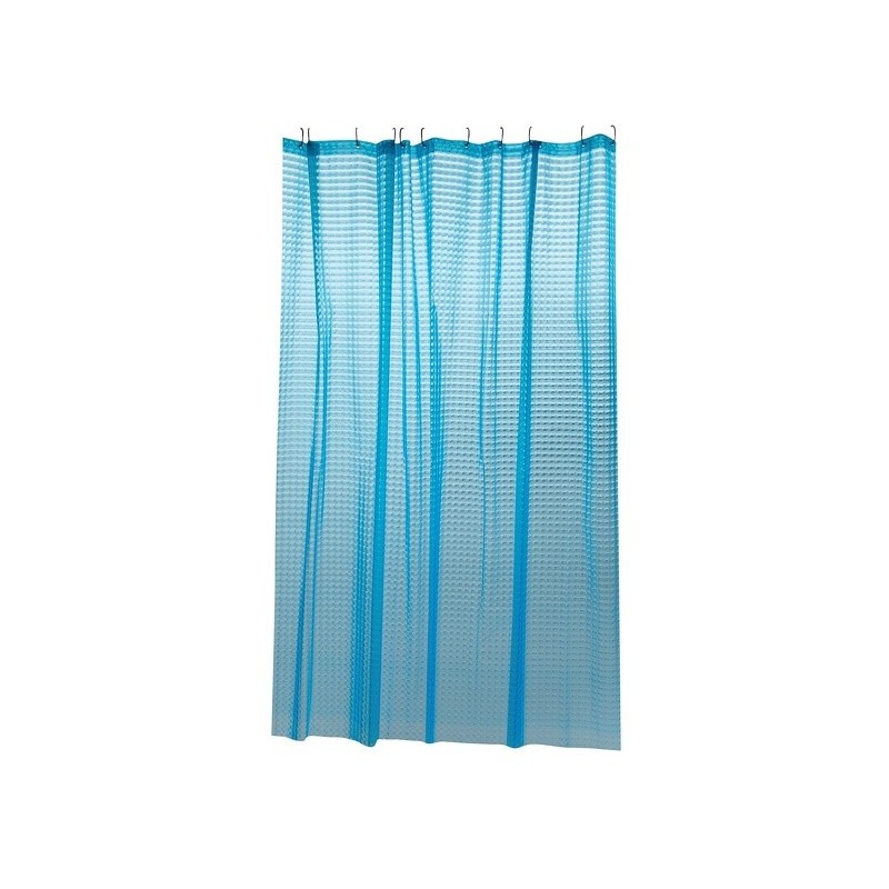 MSV Cortina de ducha EVA 3D 180x200cm CALIDAD PREMIUM Azul - Anillas incluidas MSV