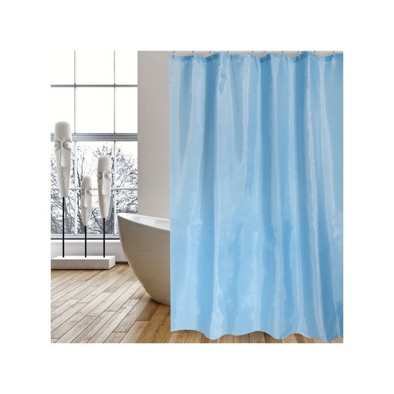 MSV Cortina de ducha Poliéster 120x200cm Azul - Anillas incluidas MSV