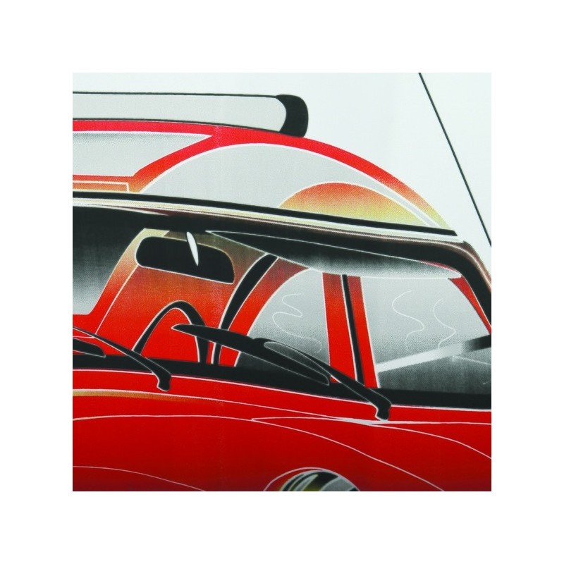 MSV Tenda doccia in poliestere 2 CV 180x200cm Rosso e Bianco - Anelli inclusi MSV