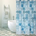 MSV Cortina de ducha Poliéster ALENTEJO 180x200cm CALIDAD PREMIUM Azul -Anillas incluidas MSV