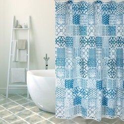 MSV Tenda doccia ALENTEJO in poliestere 180x200 cm QUALITÀ PREMIUM Blu - Anelli inclusi MSV
