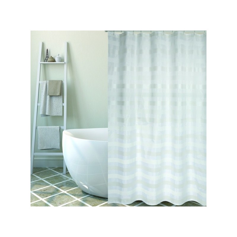 MSV Shower curtain Polyester AMALFI 180x200cm PREMIUM QUALITY White - Rings included MSV