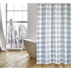 MSV Shower curtain BEGONIA Polyester 180x200cm PREMIUM QUALITY Taupe & White - Rings included