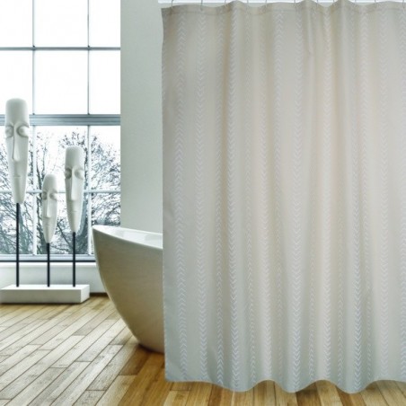 MSV Shower curtain Polyester BERBERA 180x200cm PREMIUM QUALITY Brown Beige - Rings included MSV