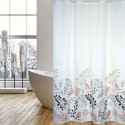 MSV Shower curtain BIRDS Polyester 180x200cm PREMIUM QUALITY Beige & White Patterns - Rings included MSV