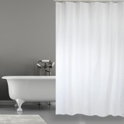 MSV Cortina de ducha Poliéster 180x200cm Blanco - Anillas incluidas MSV