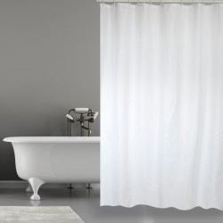 MSV Rideau de douche Polyester 180x200cm Blanc  - Anneaux inclus