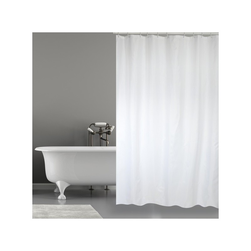 MSV Tenda doccia Poliestere 180x200cm Bianco - Anelli inclusi MSV